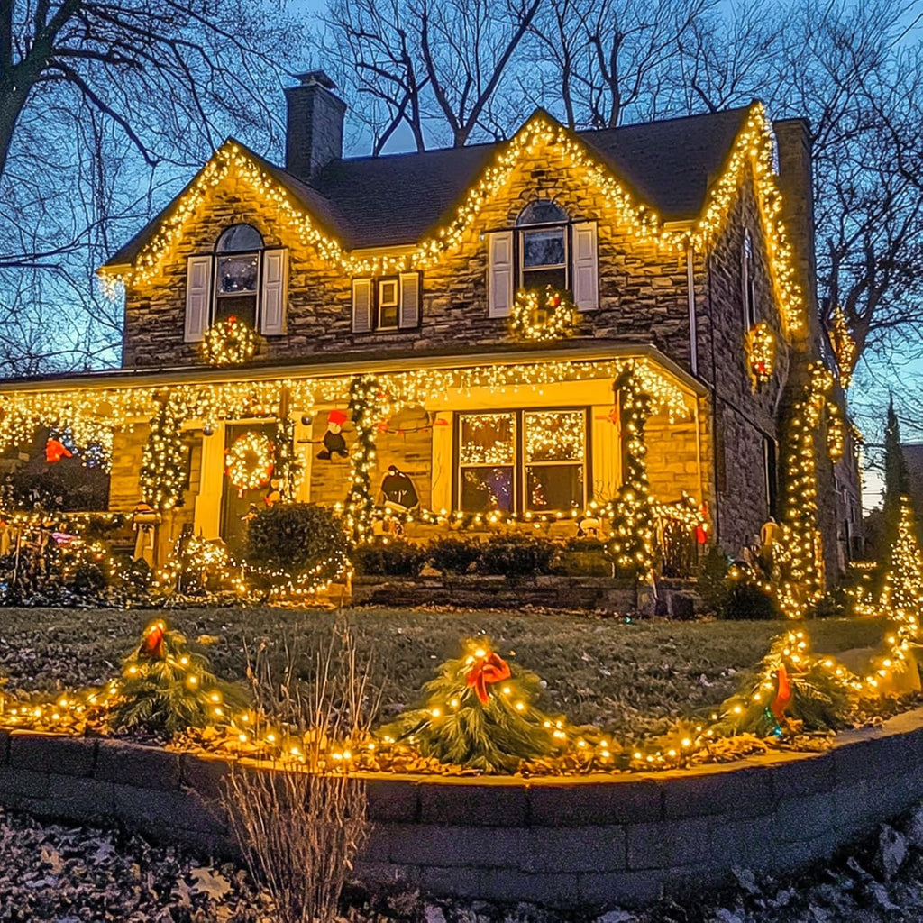 168FT 600 LED Christmas Lights – Warm White Outdoor Waterproof