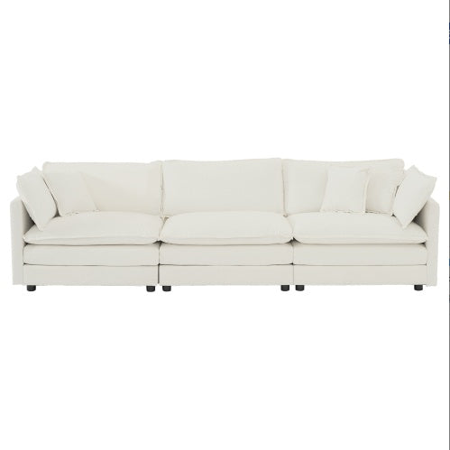 White Chenille 3-Seater Sofa