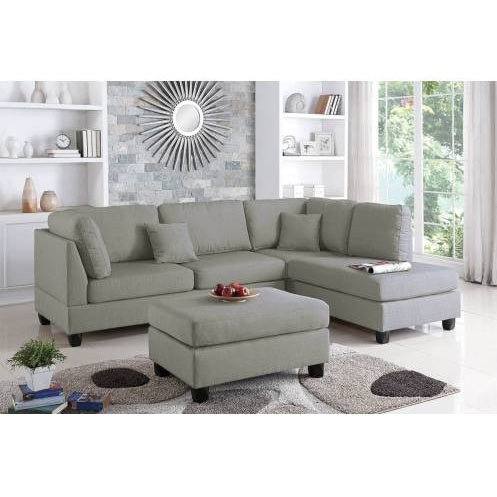 3-PC Gray Sectional Sofa