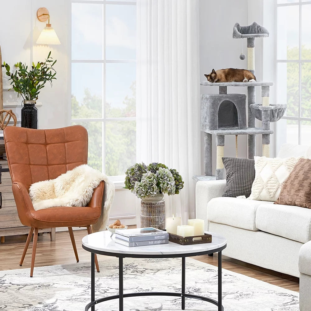 Faux Leather Wingback Chair