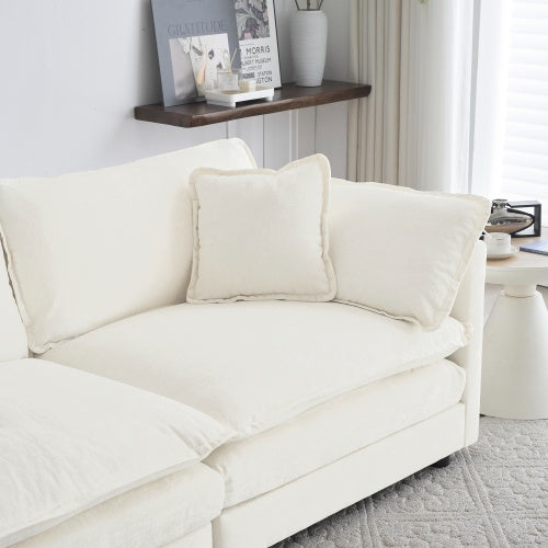 White Chenille 3-Seater Sofa