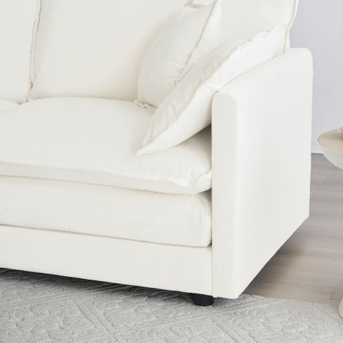 White Chenille 3-Seater Sofa