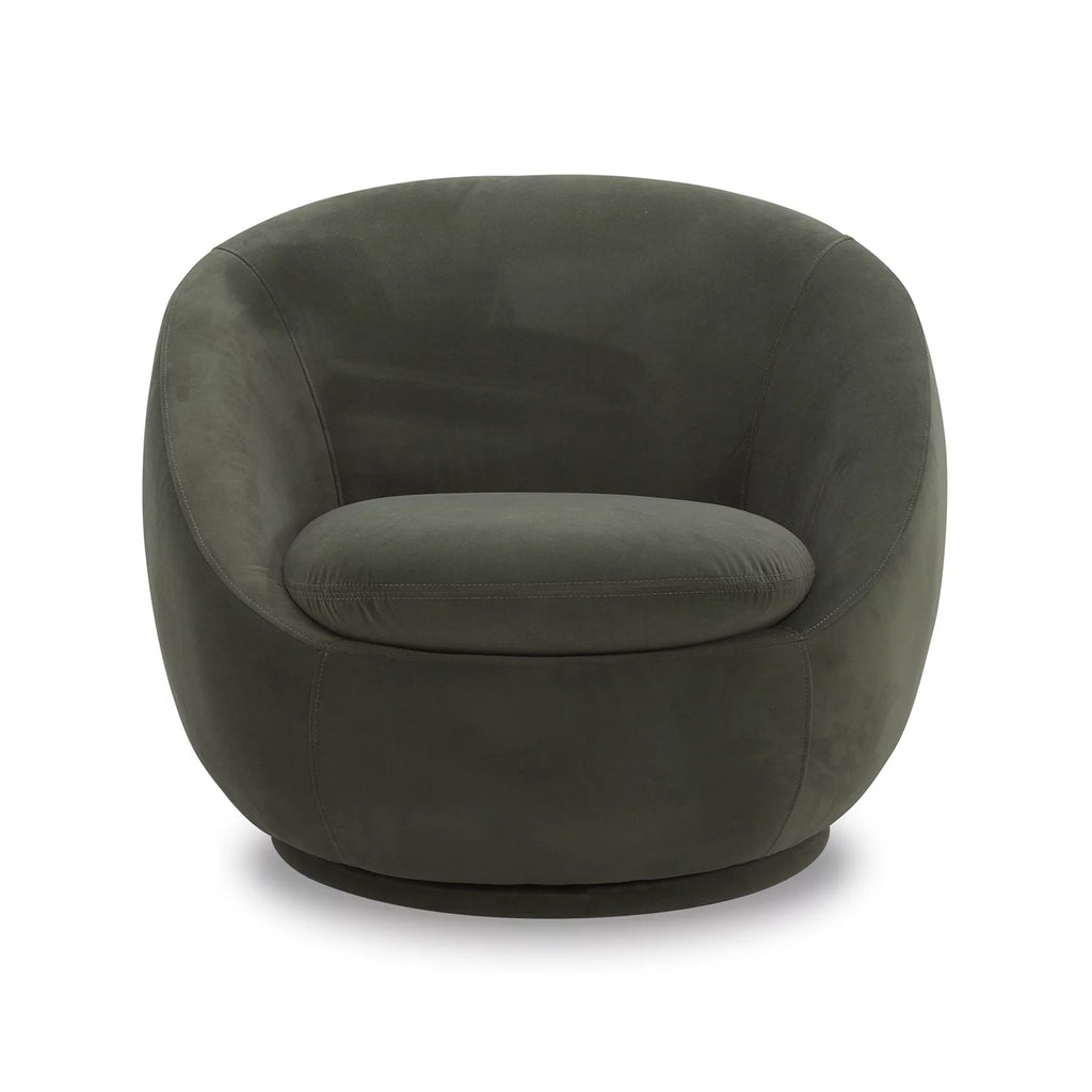 Mira Swivel Accent Chair, Olive Velvet
