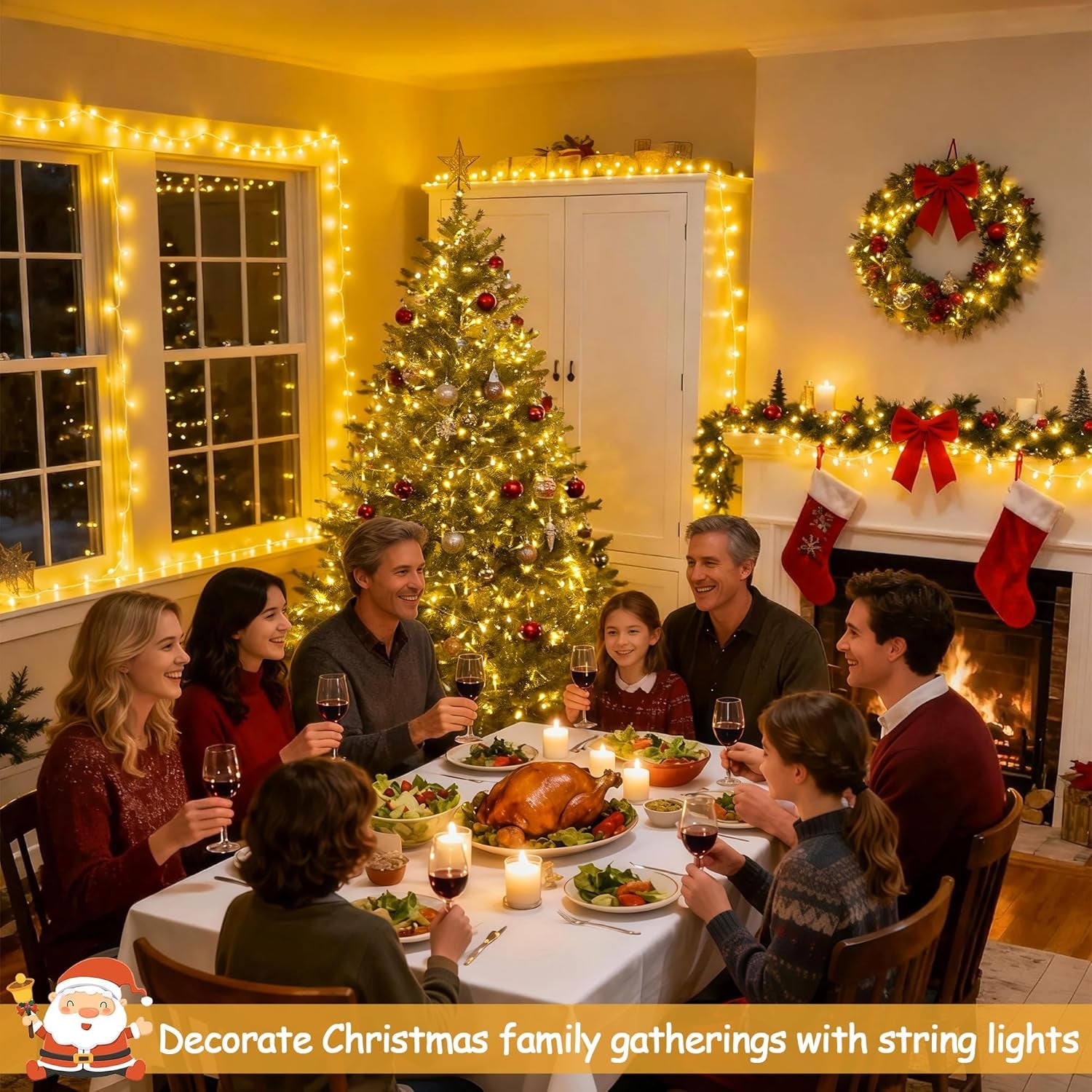 168FT 600 LED Christmas Lights – Warm White Outdoor Waterproof