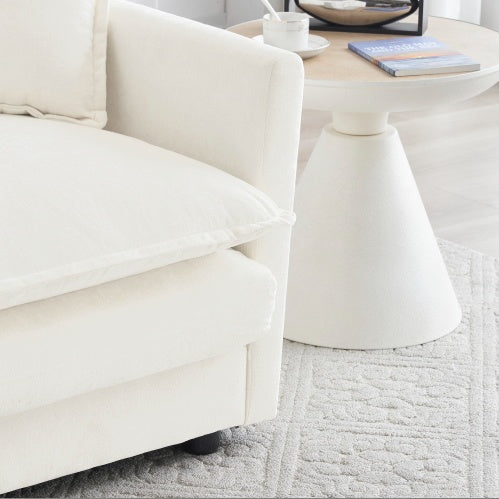 White Chenille 3-Seater Sofa