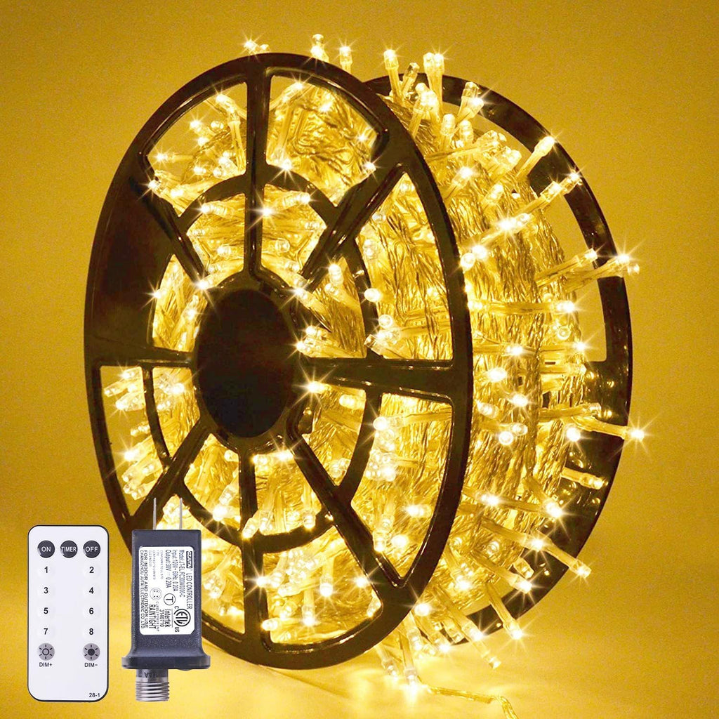 168FT 600 LED Christmas Lights – Warm White Outdoor Waterproof