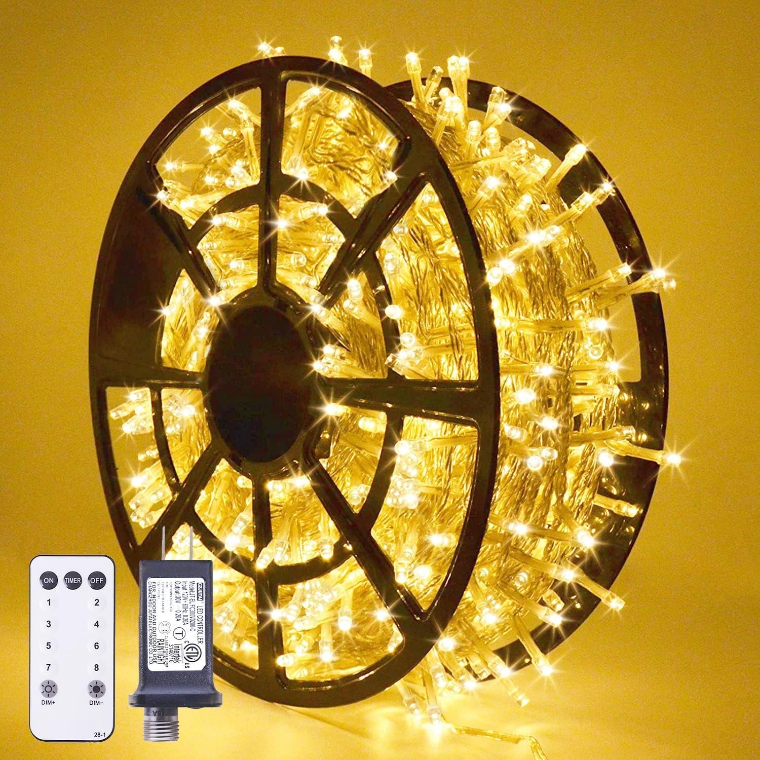 168FT 600 LED Christmas Lights – Warm White Outdoor Waterproof