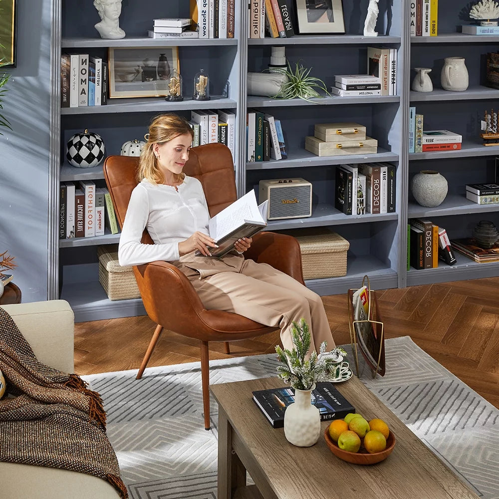 Faux Leather Wingback Chair