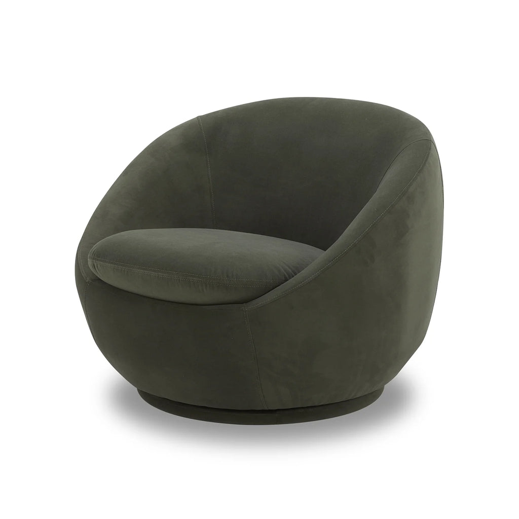 Mira Swivel Accent Chair, Olive Velvet