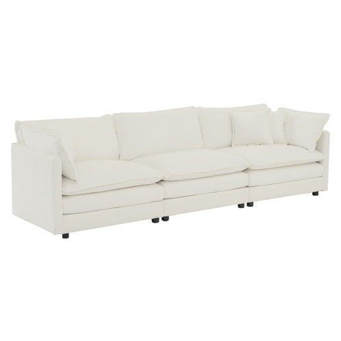 White Chenille 3-Seater Sofa