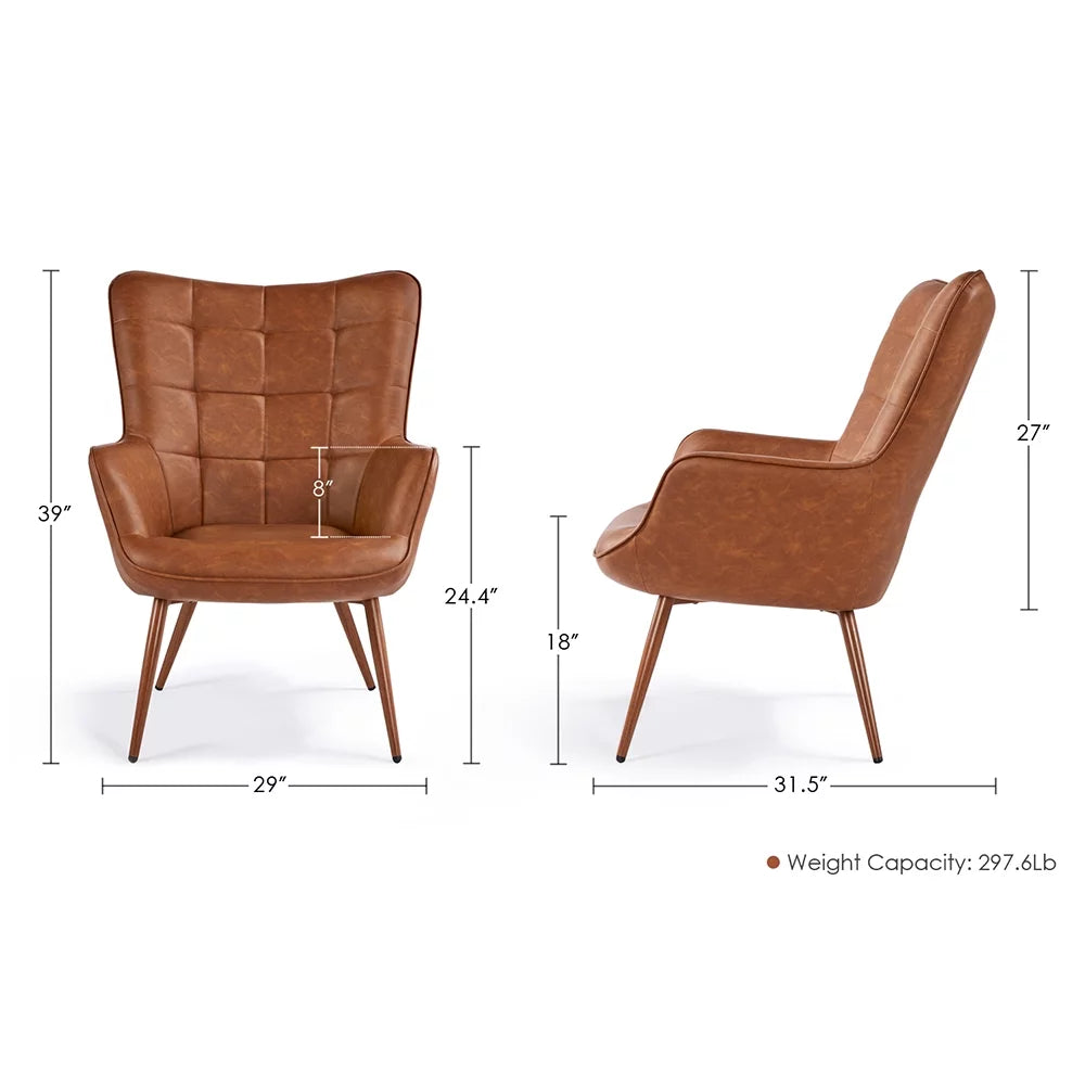 Faux Leather Wingback Chair