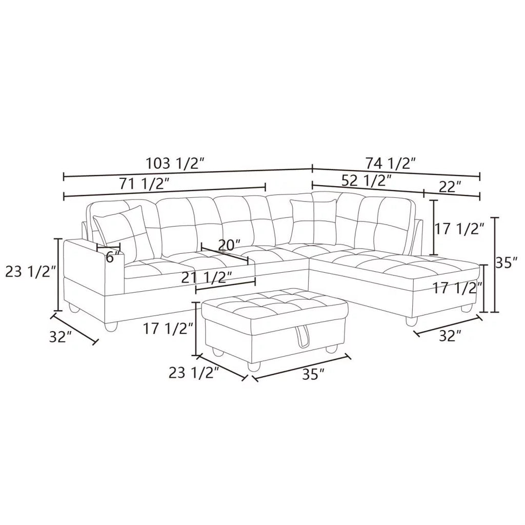 Convertible L-Shaped Sectional Sofa