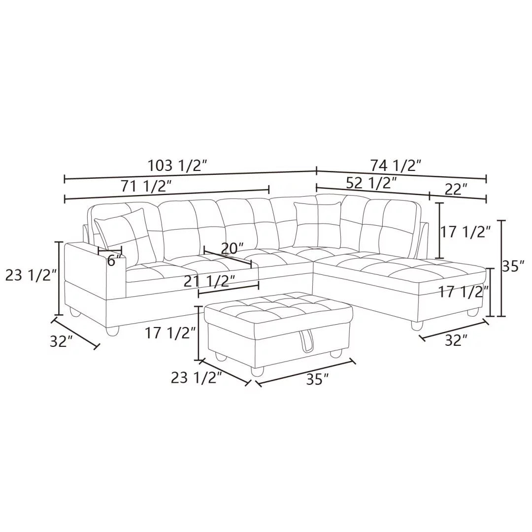 Convertible L-Shaped Sectional Sofa