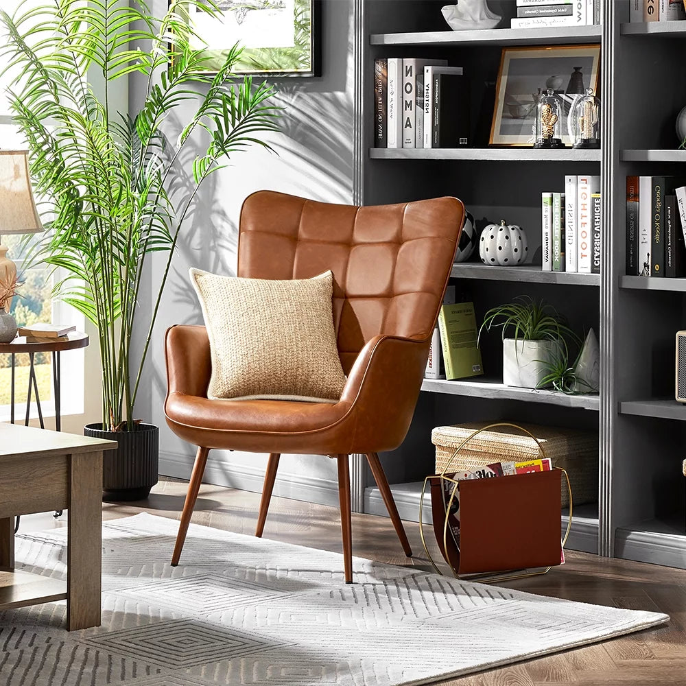 Faux Leather Wingback Chair